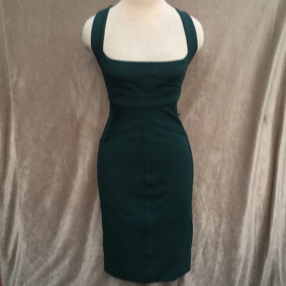 Narciso Rodriguez Hunter Green Racerback Sheath Dress Size XS